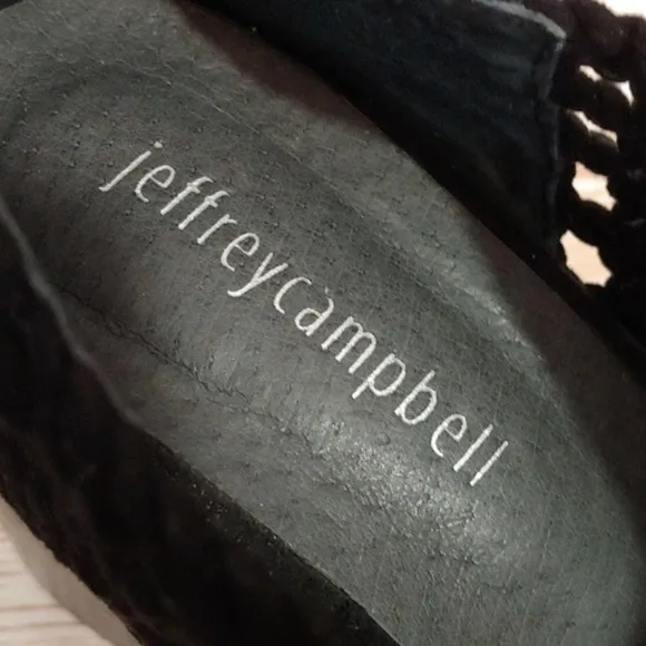 Jeffrey Campbell Aceline Black Woven Ankle Boots Heels Block Heel Size 10