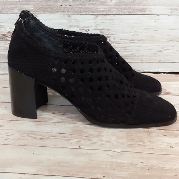 Jeffrey Campbell Aceline Black Woven Ankle Boots Heels Block Heel Size 10
