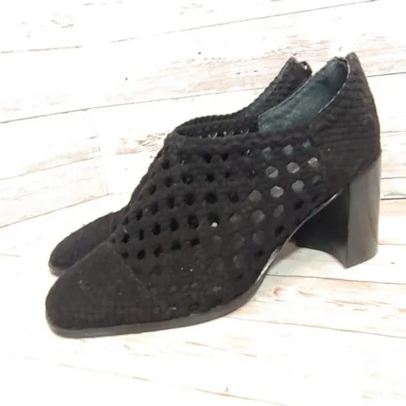 Jeffrey Campbell Aceline Black Woven Ankle Boots Heels Block Heel Size 10