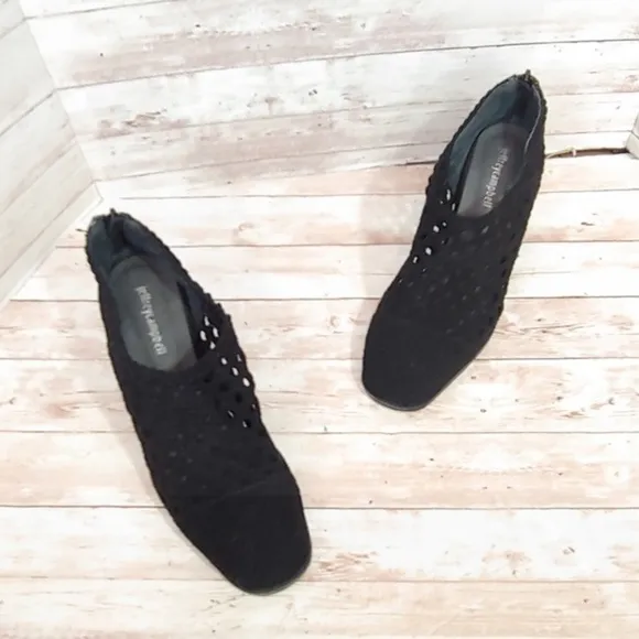 Jeffrey Campbell Aceline Black Woven Ankle Boots Heels Block Heel Size 10