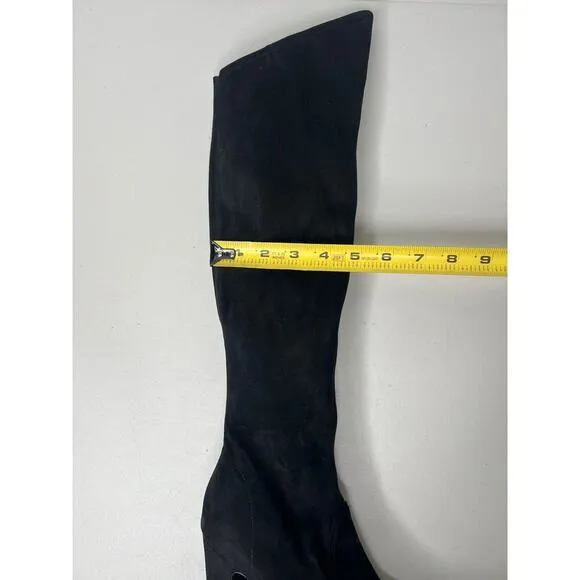 Jeffrey Campbell Black Fabric Knee/Over Knee High Platform Heels Boots Size 7.5