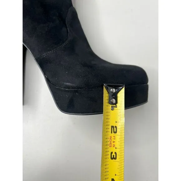 Jeffrey Campbell Black Fabric Knee/Over Knee High Platform Heels Boots Size 7.5