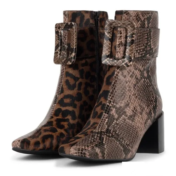 Jeffrey Campbell Godard Dual Animal Print Boots 7