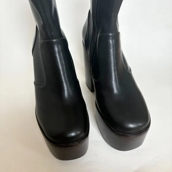 Jeffrey Campbell Mexique Boots Heels High Platform Ankle Booties Black Wood 8