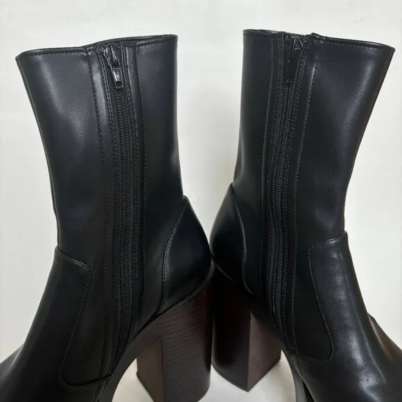 Jeffrey Campbell Mexique Boots Heels High Platform Ankle Booties Black Wood 8