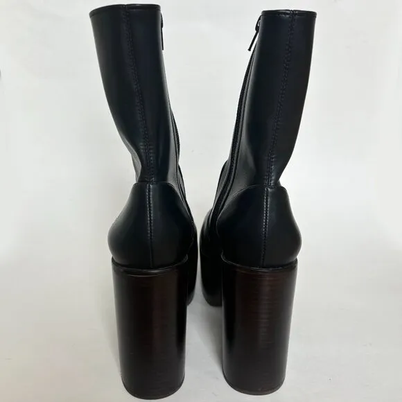 Jeffrey Campbell Mexique Boots Heels High Platform Ankle Booties Black Wood 8