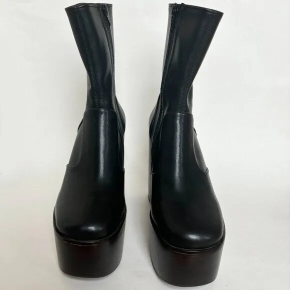Jeffrey Campbell Mexique Boots Heels High Platform Ankle Booties Black Wood 8