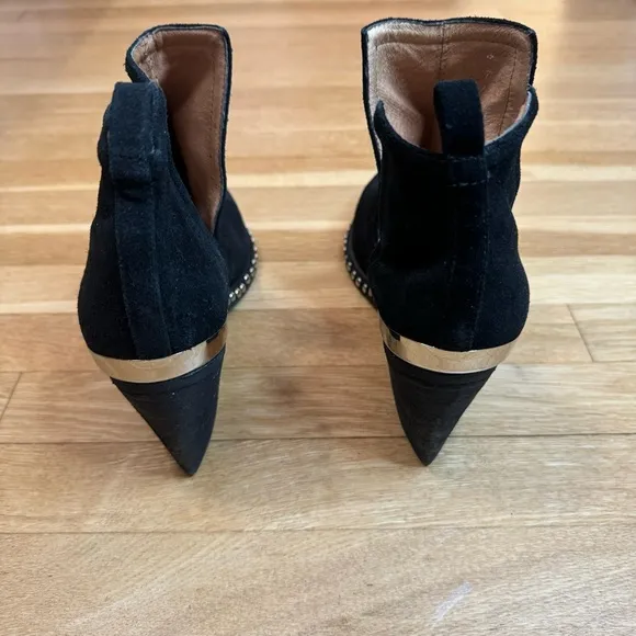 Jeffrey Campbell Optimum ST Black Oiled Silver Suede Studded Boots 9