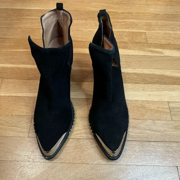 Jeffrey Campbell Optimum ST Black Oiled Silver Suede Studded Boots 9