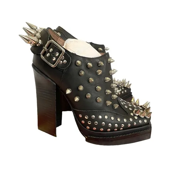Jeffrey Campbell The Clive Leather Spiked Platform Boots Punk Goth Size 5