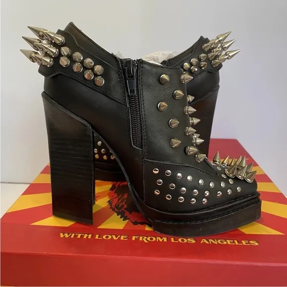 Jeffrey Campbell The Clive Leather Spiked Platform Boots Punk Goth Size 5