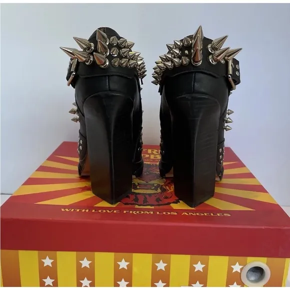 Jeffrey Campbell The Clive Leather Spiked Platform Boots Punk Goth Size 5