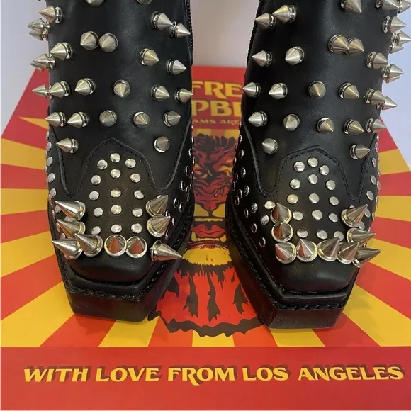 Jeffrey Campbell The Clive Leather Spiked Platform Boots Punk Goth Size 5