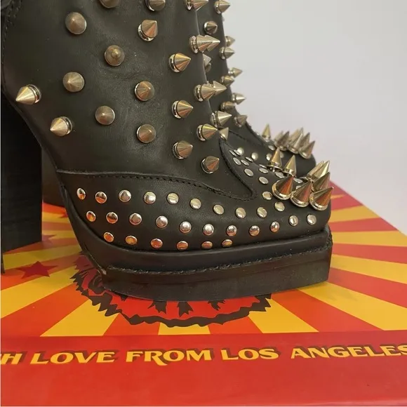 Jeffrey Campbell The Clive Leather Spiked Platform Boots Punk Goth Size 5