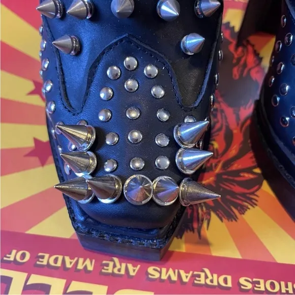 Jeffrey Campbell The Clive Leather Spiked Platform Boots Punk Goth Size 5