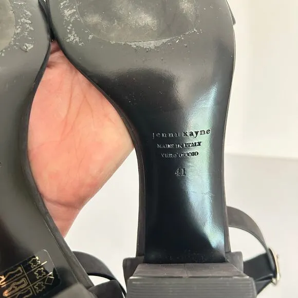 Jenni Kayne Oiled Leather Strappy Block Heel Shoe Size 41/9.5