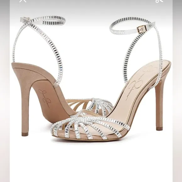 Jessica Simpson Jileta High Heel Sandals Womens Nude Buckle Sz 8.5