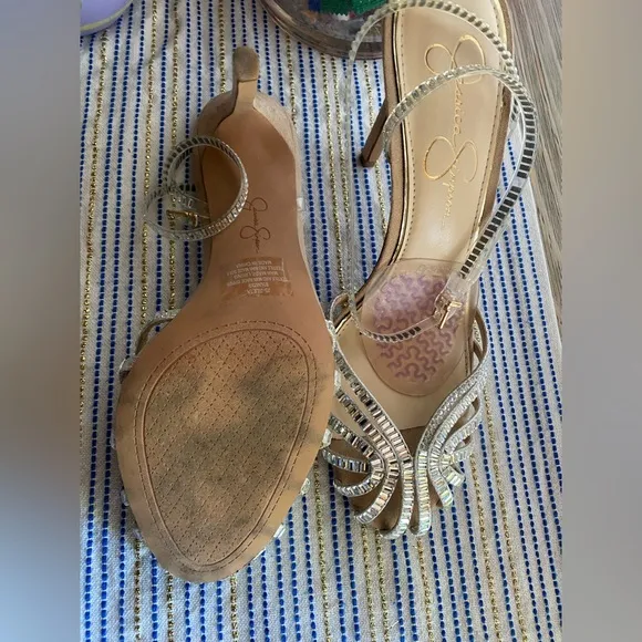 Jessica Simpson Jileta High Heel Sandals Womens Nude Buckle Sz 8.5
