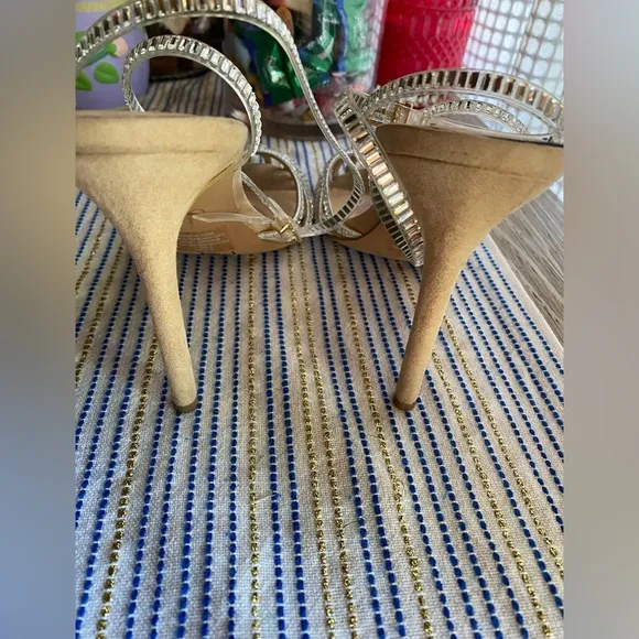 Jessica Simpson Jileta High Heel Sandals Womens Nude Buckle Sz 8.5