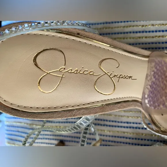 Jessica Simpson Jileta High Heel Sandals Womens Nude Buckle Sz 8.5