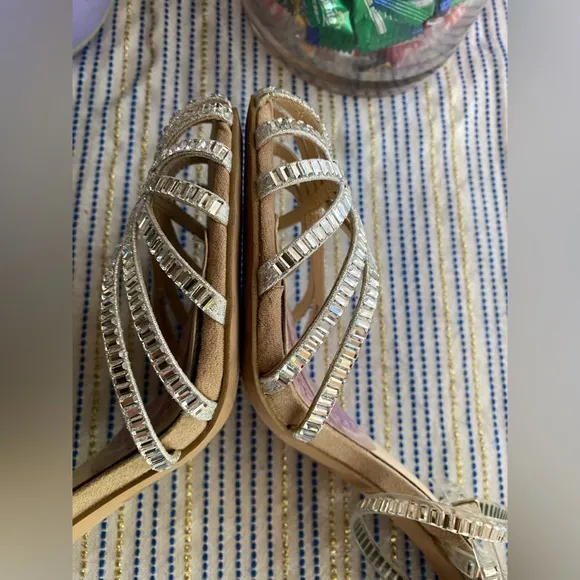 Jessica Simpson Jileta High Heel Sandals Womens Nude Buckle Sz 8.5