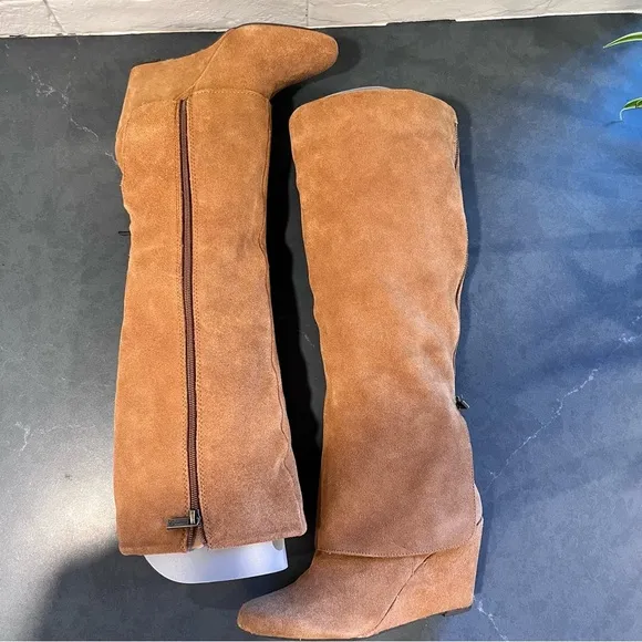 Jessica Simpson sz 6 Rallie chestnut suede tall wedge boots