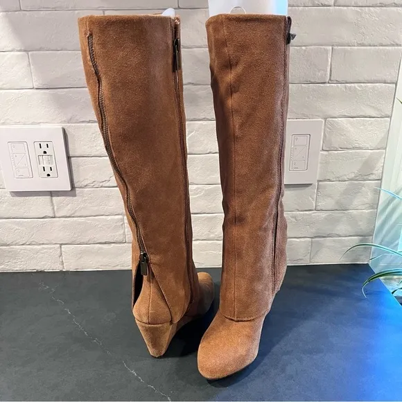 Jessica Simpson sz 6 Rallie chestnut suede tall wedge boots