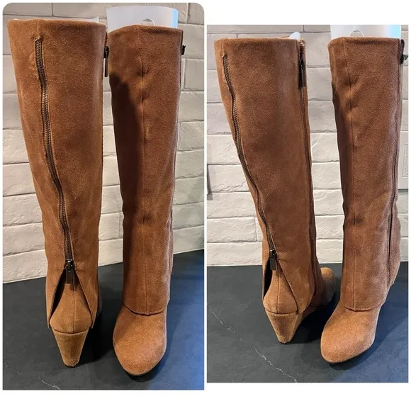 Jessica Simpson sz 6 Rallie chestnut suede tall wedge boots