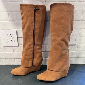 Jessica Simpson sz 6 Rallie chestnut suede tall wedge boots