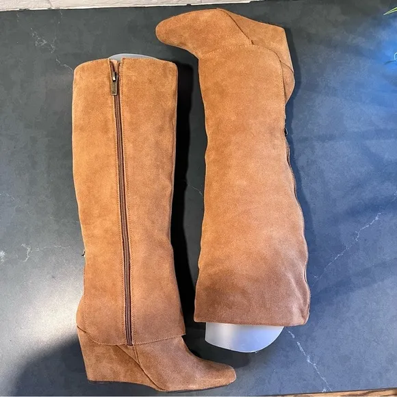 Jessica Simpson sz 6 Rallie chestnut suede tall wedge boots