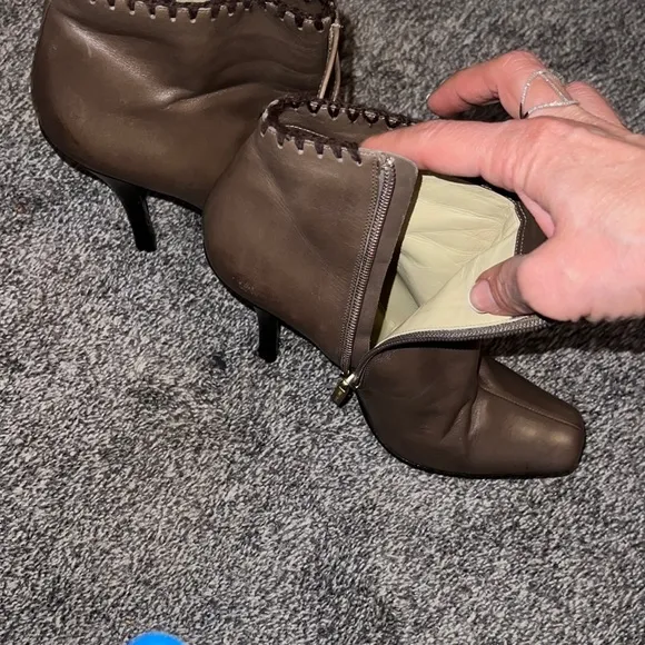 Jimmy Choo Leather Whipstitch Trim Boots. Maison Margiela Leather Printed Boots.