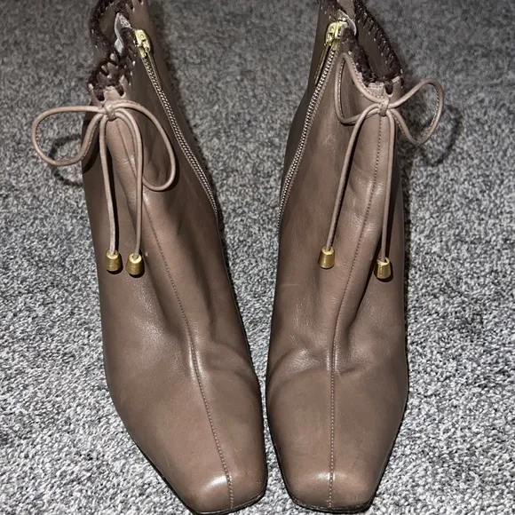 Jimmy Choo Leather Whipstitch Trim Boots. Maison Margiela Leather Printed Boots.
