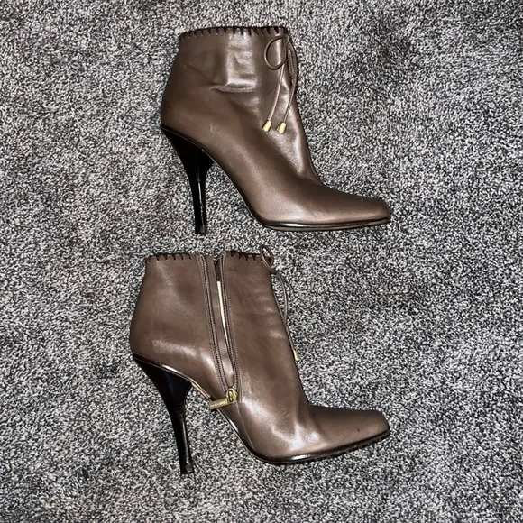 Jimmy Choo Leather Whipstitch Trim Boots. Maison Margiela Leather Printed Boots.