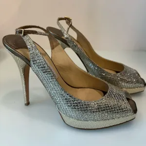 Jimmy Choo NOVA Leather Gold Glitter Platform Sole Shoes