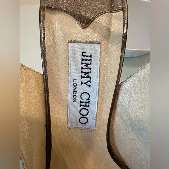 Jimmy Choo NOVA Leather Gold Glitter Platform Sole Shoes