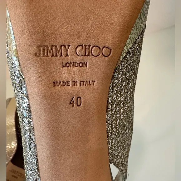 Jimmy Choo NOVA Leather Gold Glitter Platform Sole Shoes