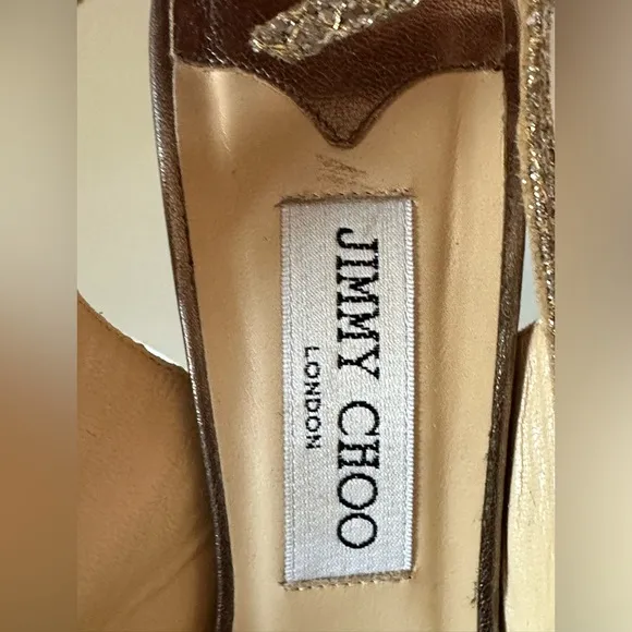 Jimmy Choo NOVA Leather Gold Glitter Platform Sole Shoes