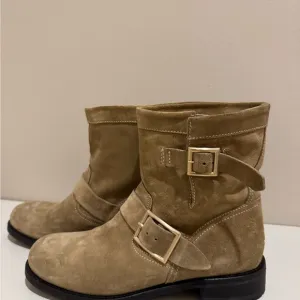 Jimmy Choo Tan Suede Ankle Boots in 39