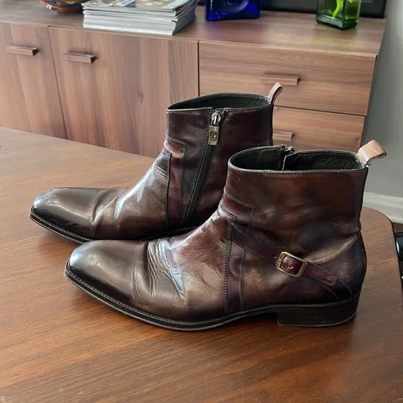 Jo Ghost Vero Cuoio Brown Leather Zip Ankle Boots with Buckle 43