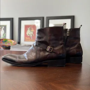 Jo Ghost Vero Cuoio Brown Leather Zip Ankle Boots with Buckle 43