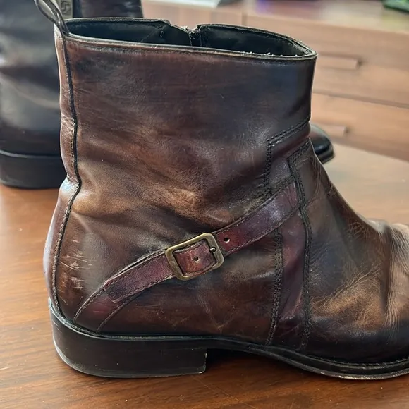 Jo Ghost Vero Cuoio Brown Leather Zip Ankle Boots with Buckle 43