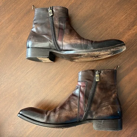 Jo Ghost Vero Cuoio Brown Leather Zip Ankle Boots with Buckle 43