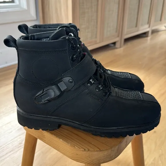 JOE ROCKET Men’s black Leather Motorcycle Riding Boots Size 9