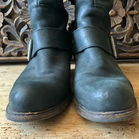 John Fluevog Adriana Luna Tall Buckled Harness Boot Black Leather 854025