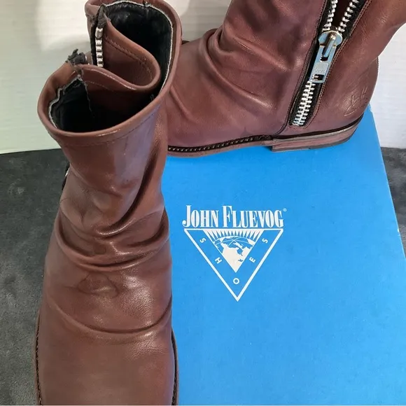 John Fluevog Shoes Living Malcolm Goodyear Welt Zipper Gusset Men Sz 5 &amp; W Sz 7