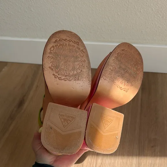 John Fluevog Stylish Pink and Tan Women's Sandals