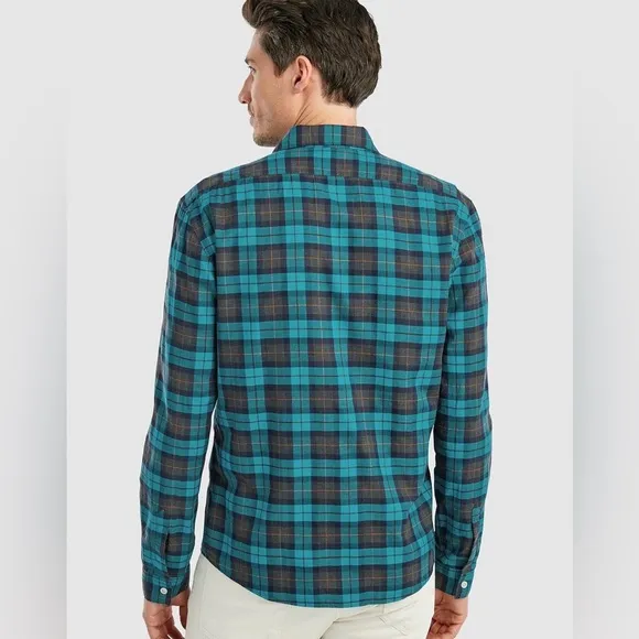 johnnie-O Columbus Featherweight Men's Blue Plaid Button Up Shirt  Size Large