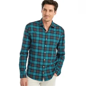johnnie-O Columbus Featherweight Men's Blue Plaid Button Up Shirt  Size Large