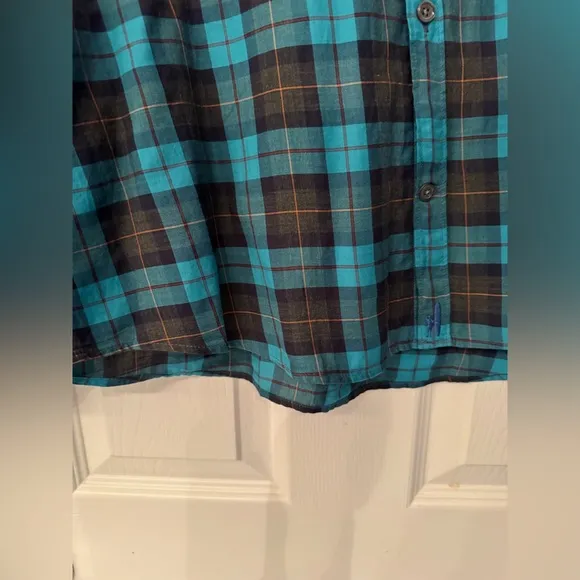 johnnie-O Columbus Featherweight Men's Blue Plaid Button Up Shirt  Size Large