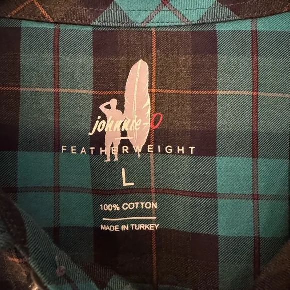 johnnie-O Columbus Featherweight Men's Blue Plaid Button Up Shirt  Size Large